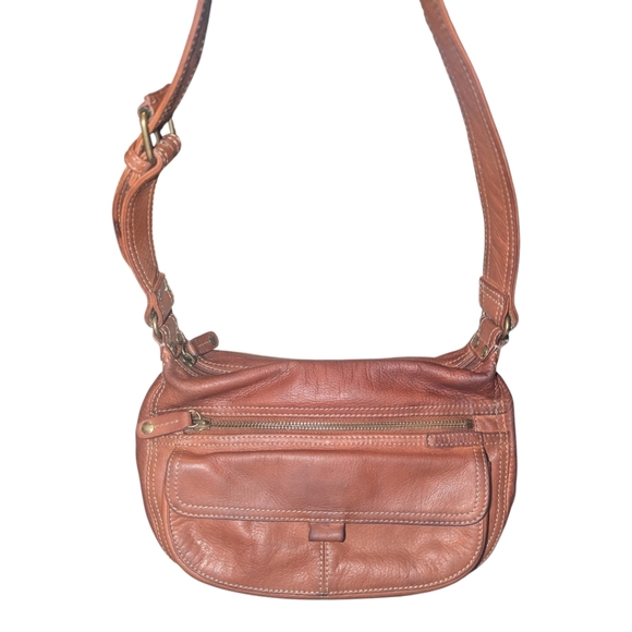 Fossil brown leather shoulder bag with ID holder,genuine leather, hobo style. - Picture 5 of 12